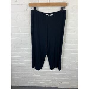 Sarah Pacini Women'S Rayon Knit Wide Leg Pant Pull-On Solid Black One Size